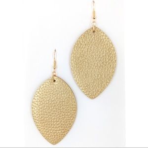 Statement Gold Leather Leaf Earrings